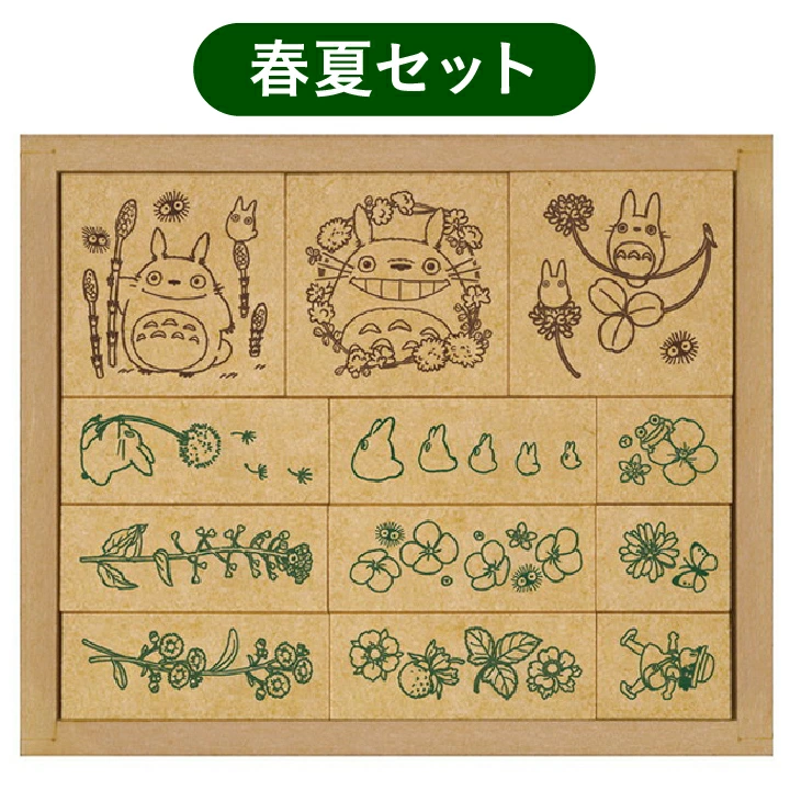 Studio Ghibli My Neighbor Totoro Seasonal Floral 12 Stamp Set  with Wooden Box