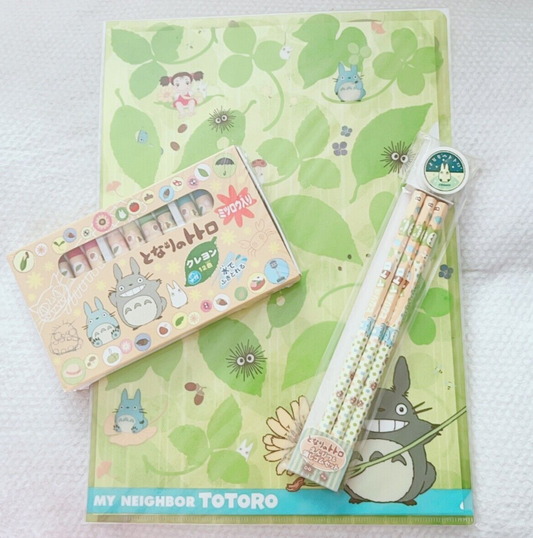 Studio Ghibli My Neighbor Totoro Stationery Bundle Crayons A4 File Pencil Rubber