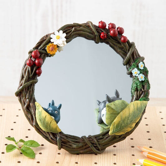 Studio Ghibli My Neighbor Totoro Stand Mirror - Hide-and-Seek Wreath Design