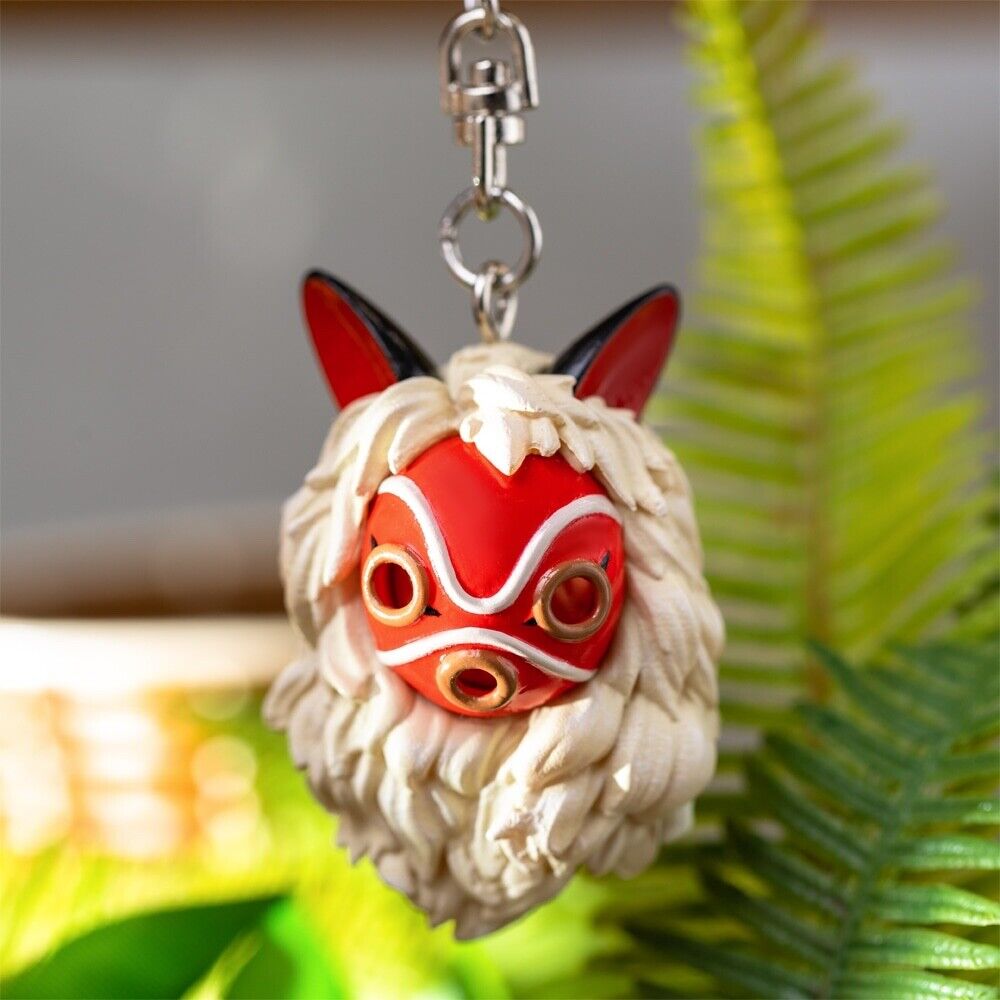 Studio Ghibli Princess Mononoke Keychain - San’s Mask & Kodama