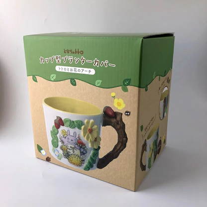 Studio Ghibli My Neighbor Totoro Cup-Shaped Planter Cover - Totoro & Floral Arch