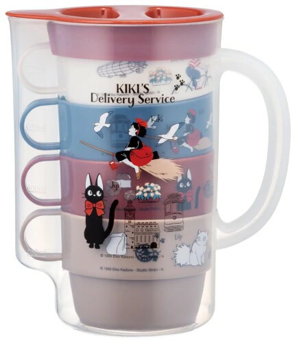 Studio Ghibli Kiki’s Delivery Service Stacking Cups Set with Case 4 Cups & Jug