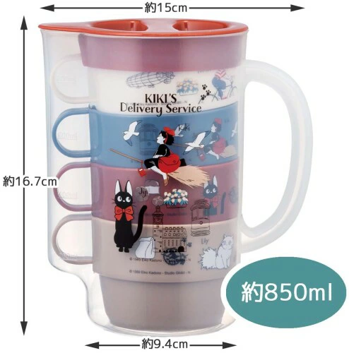 Studio Ghibli Kiki’s Delivery Service Stacking Cups Set with Case 4 Cups & Jug